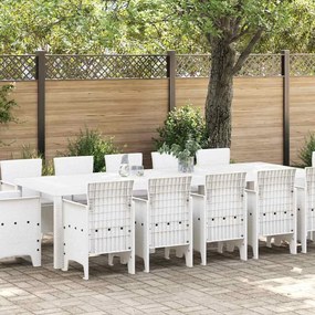 vidaXL Σέτ φαγητού για κήπο 13 pcs Λευκό και Ανοιχτό γκρι Μεγάλο