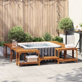 vidaXL Περίβλημα Τζακούζι Καφέ 230 x 230 εκ Μασίφ ξύλο ακακίας