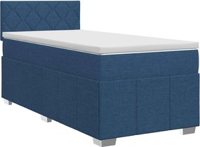 vidaXL Κρεβάτι box spring με στρώμα Μπλε 80 x 200 cm Ύφασμα