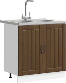 vidaXL Βάση νιπτήρα με πόρτα Lucca 2 pcs Καφέ δρυς Επεξεργασμένο ξύλο