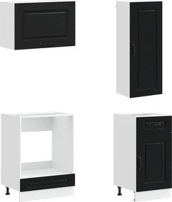 vidaXL Μονάδα κουζίνας KALMAR 8 pcs Μαύρο Επεξεργασμένο Ξύλο