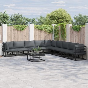 vidaXL Σετ Καναπέ Κήπου 9 pcs Μαύρο 353 x 353 x 71 εκ Αλουμίνιο