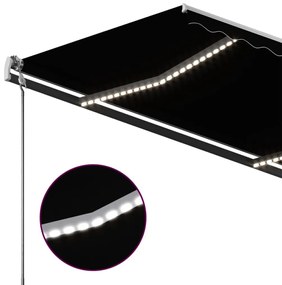 Τέντα Συρόμενη Χειροκίνητη με LED Ανθρακί 450 x 350 εκ. - Ανθρακί