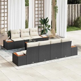 vidaXL Σετ Καναπέ Κήπου με μαξιλάρι 8 pcs Μαύρο Πολυ ράταν