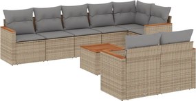 vidaXL Patio Sofa Set 9-θέσια Μπεζ και Γκρι
