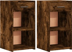 vidaXL Κομοδίνα 2 τεμ. Καπνιστή Δρυς 35x34x65 εκ. Επεξεργασμένο Ξύλο