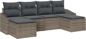 vidaXL Σετ Καναπέ με μαξιλάρι 6 pcs Γκρι συνθετικό ρατάν