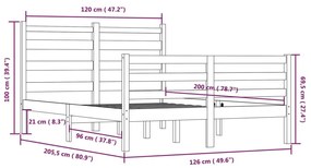 vidaXL Πλαίσιο Κρεβατιού Λευκό 120 x 200 εκ. από Μασίφ Ξύλο Πεύκου