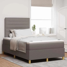 vidaXL LED Κρεβάτι με βάθρο με στρώμα Taupe 120 x 190 cm ύφασμα