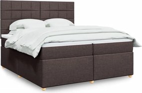 VidaXL Κρεβάτι Boxspring με Στρώμα Σκούρο Καφέ 200x200 εκ. Υφασμάτινο