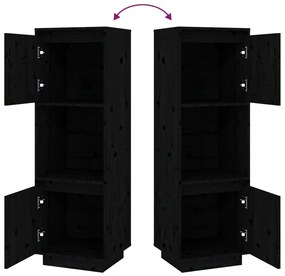 vidaXL Ντουλάπι Ψηλό Μαύρο 38 x 35 x 117 εκ. από Μασίφ Ξύλο Πεύκου