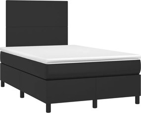vidaXL Κρεβάτι Boxspring με Στρώμα &amp; LED Μαύρο 120x200 εκ. Συνθ. Δέρμα