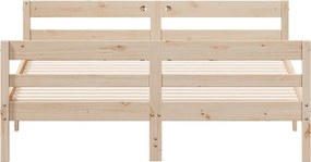 vidaXL Bed Frame Φυσικό 140 x 200 cm Solid Pine Wood, Plywood