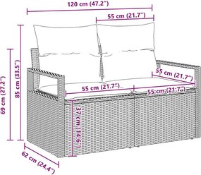 vidaXL Σετ Καναπέ με μαξιλάρι 5 pcs Γκρι συνθετικό ρατάν