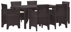 Σέτ φαγητού για κήπο 7 pcs Καφέ Rattan Polt