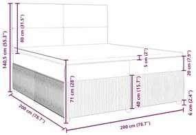 Κρεβάτι Boxspring με Στρώμα Μαύρο 200x200 εκ. Υφασμάτινο - Μαύρο