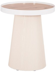 ΤΡΑΠΕΖΑΚΙ ΒΟΗΘΗΤΙΚΟ DENTON  MDF TOP ΦΥΣΙΚΟ ΞΥΛΟΥ-ΒΑΣΗ ΛΕΥΚΗ Φ45x51,5Υεκ.