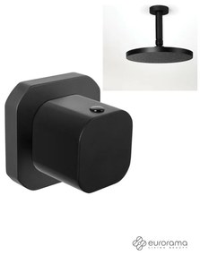 Eurorama Slot Black Matt Εκτροπέας Eντοιχισμού 3 Eξόδων+Κεφαλή Ντους Φ20εκ. με μπράτσο οροφής