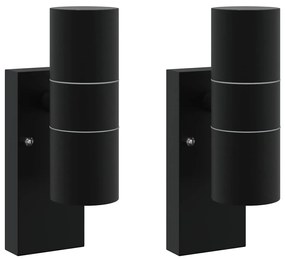 vidaXL Εξωτερικά Φωτιστικά Τοίχου 2 pcs Μαύρο 7 x 10 x 22 εκ