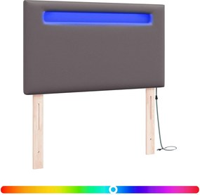 vidaXL LED κεφαλάρι Γκρι 100 cm Τεχνητό Δέρμα