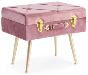 Σκαμπό Polina 0720324 50x34x42 Pink Mdf,Μέταλλο,Ύφασμα