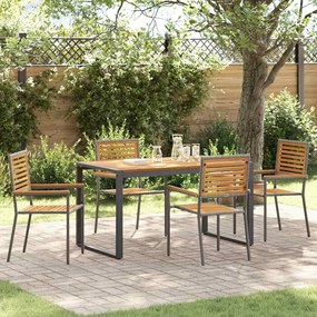 vidaXL Σέτ φαγητού για κήπο 5 pcs Γκρι, Ξύλο 140 x 80 x 75 cm