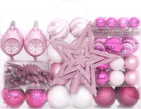 vidaXL Σετ Μπάλες Χριστουγεννιάτικες 108 τεμ. Λευκές και Ροζ