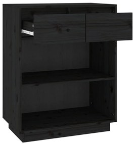 vidaXL Ντουλάπι Κονσόλα Μαύρο 60 x 34 x 75 εκ. από Μασίφ Ξύλο Πεύκου