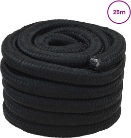 vidaXL Σχοινί Boat 50 χιλ. 25 m Μαύρο polypropylene
