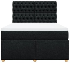 Κρεβάτι Boxspring με Στρώμα Μαύρο 160x200 εκ. Υφασμάτινο - Μαύρο