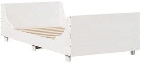 vidaXL Κρεβάτι Βιβλιοθήκη Χωρίς Στρώμα Λευκό 90x190 εκ Μασίφ Πεύκο