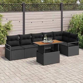 vidaXL Σετ Καναπέ Κήπου με αποθήκευση 7 pcs Μαύρο Πολυ ράταν