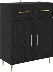 vidaXL Highboard με συρτάρι 2 pcs Μαύρη Οξυά Επεξεργασμένο ξύλο