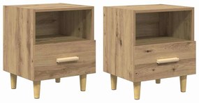 vidaXL Κομοδίνο με συρτάρι 2 pcs artisan δρυς 40 x 35 x 47.5 εκ