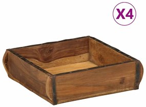 vidaXL Δίσκοι 4 τεμ 31x29x10 εκ. Στερεό Ξύλο Ανακυκλωμένο
