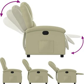 vidaXL Πολυθρόνα Ανακλινόμενη Κρεμ από Γνήσιο Δέρμα