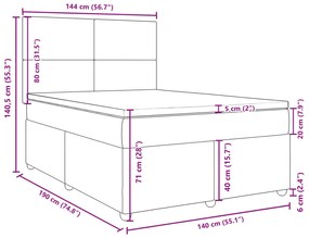 Κρεβάτι Boxspring με Στρώμα Σκούρο Καφέ 140x190 εκ. Υφασμάτινο - Καφέ