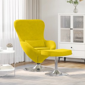 vidaXL Πολυθρόνα Αυγού με Υποπόδιο Κίτρινη Βελούδινη
