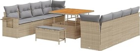 vidaXL Σετ Καναπέ Κήπου με μαξιλάρι 11 pcs Μπεζ Πολυ ράταν
