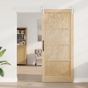 vidaXL Συρόμενη Πόρτα  με σετ εξαρτημάτων 93x211 cm Στερεό Ξύλο Πεύκο