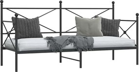 vidaXL Κρεβάτι ημέρας χωρίς στρώμα Μαύρο 90x200 cm Ατσάλι