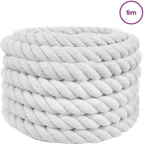 vidaXL Κωτόσχοινo 40 mm 5 m Λευκό 100% Βαμβάκι