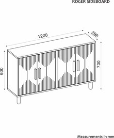 Μπουφές Δρυς Ζαφείρι ROGER 120x29,6x73,6