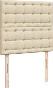 vidaXL Κρεβάτι Boxspring με Στρώμα Κρεμ 90x200 εκ.Υφασμάτινο