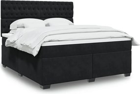 vidaXL Κρεβάτι Boxspring με Στρώμα Μαύρο 180x200 εκ. Βελούδινο