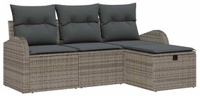 vidaXL Σετ Καναπέ Κήπου με μαξιλάρι 4 pcs Γκρι Πολυ ράταν