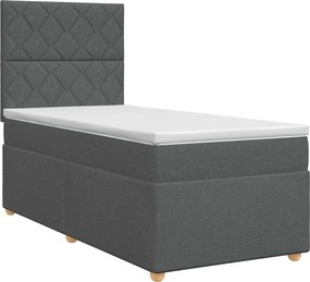 vidaXL Κρεβάτι box spring με στρώμα Σκούρο Γκρι 90 x 200 cm Ύφασμα