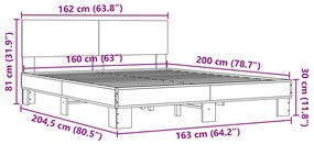 ΠΛΑΙΣΙΟ ΚΡΕΒΑΤΙΟΥ ΜΑΥΡΟ 160 X 200 ΕΚ. ΕΠΕΞ. ΞΥΛΟ &amp; ΜΕΤΑΛΛΟ 3280182