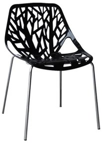ΕΜ120,2W LINEA Καρέκλα Tραπεζαρίας Κουζίνας, Μέταλλο Χρώμιο  Πολυπροπυλένιο Μαύρο  54x51x81cm Χρώμιο/Μαύρο,  Μέταλλο/PP - ABS - Polywood, , 6 Τεμάχια