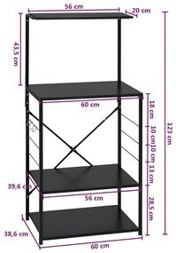 Ντουλάπι Φούρνου Μικροκυμάτων Μαύρο 60x39,6x123 εκ. Επεξ. Ξύλο - Μαύρο